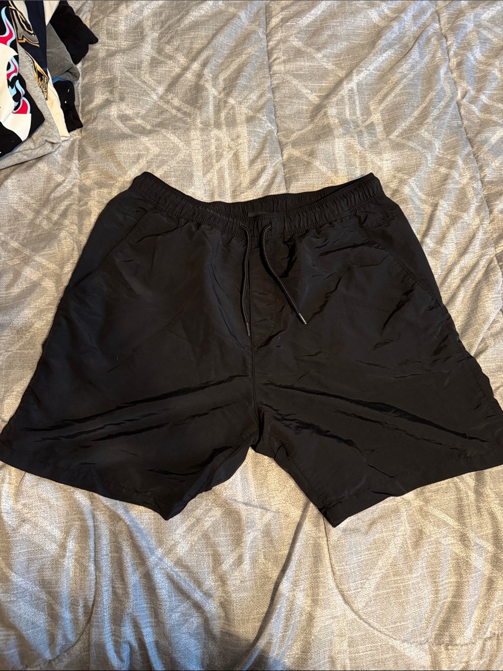 H&M Black Men's Athletic Drawstring Shorts - Solid Black